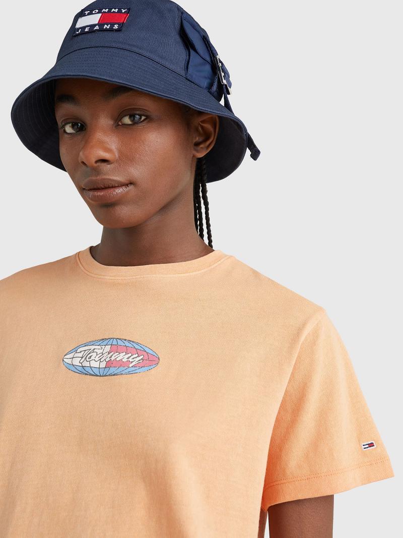 Orange Women's Tommy Hilfiger Surf Globe Logo T Shirts | AU_W21481