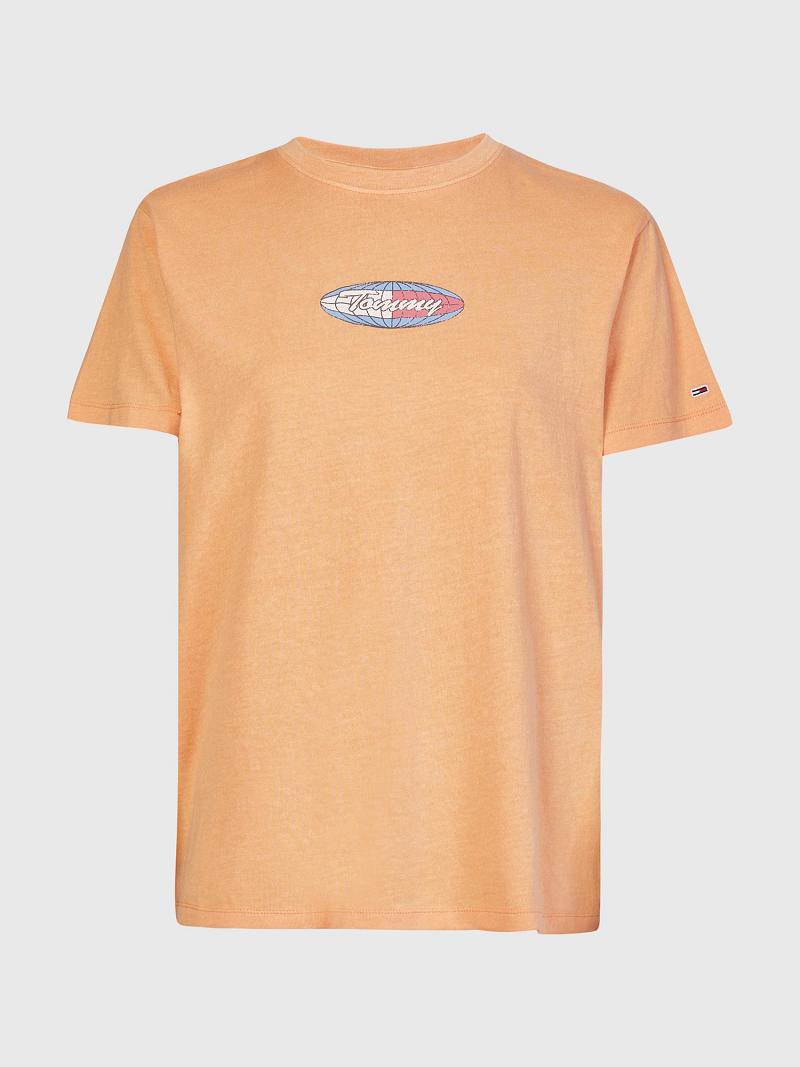 Orange Women's Tommy Hilfiger Surf Globe Logo T Shirts | AU_W21481