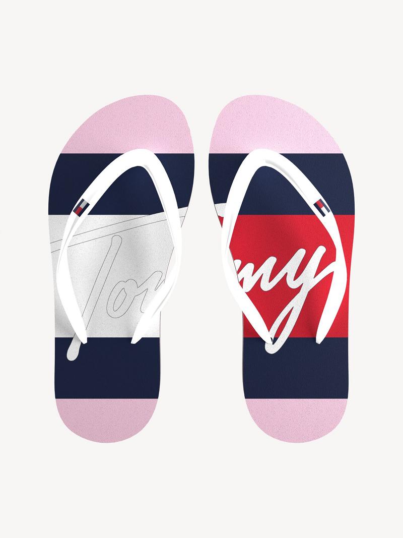 Pink Kids\' Tommy Hilfiger Big Flag Flip Flops | AU_G1294