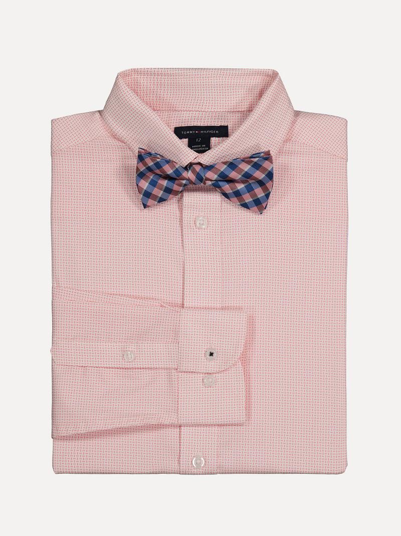 Pink Kids' Tommy Hilfiger Big Shirt and Plaid Bow Tie Set Trousers | AU_B2219