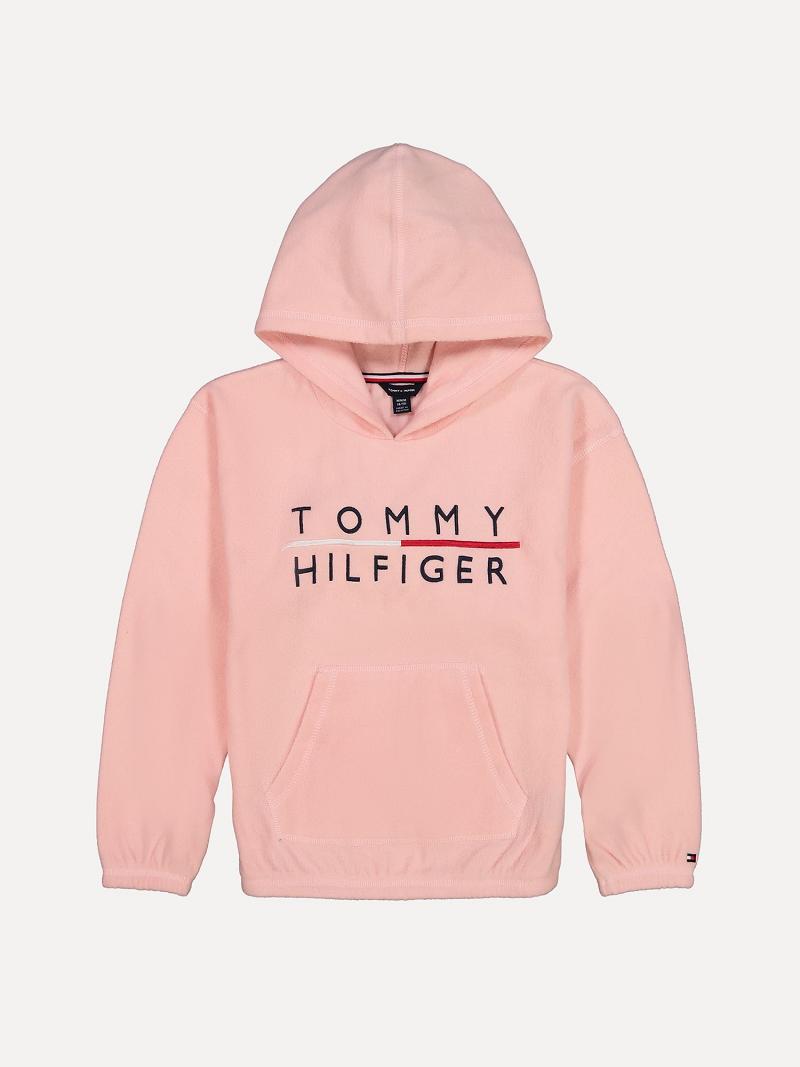 Pink Kids\' Tommy Hilfiger Big Signature with Built-In Face Mask Hoodies | AU_G1092