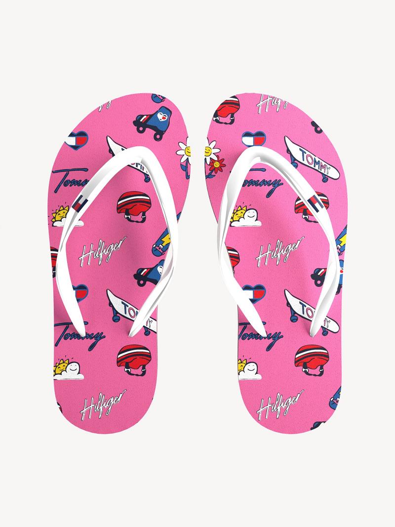 Pink Kids\' Tommy Hilfiger Big Skateboard Flip Flops | AU_G1295