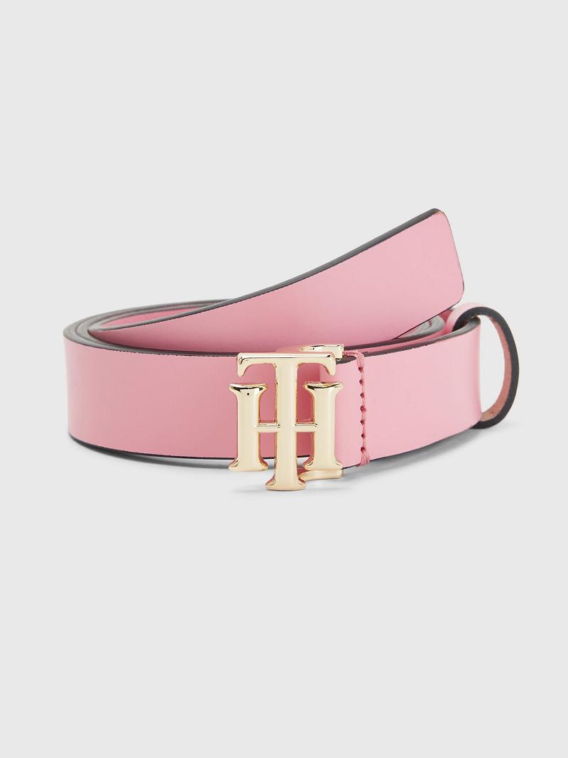 Pink Kids\' Tommy Hilfiger Big TH Leather Belt Belts | AU_G1351