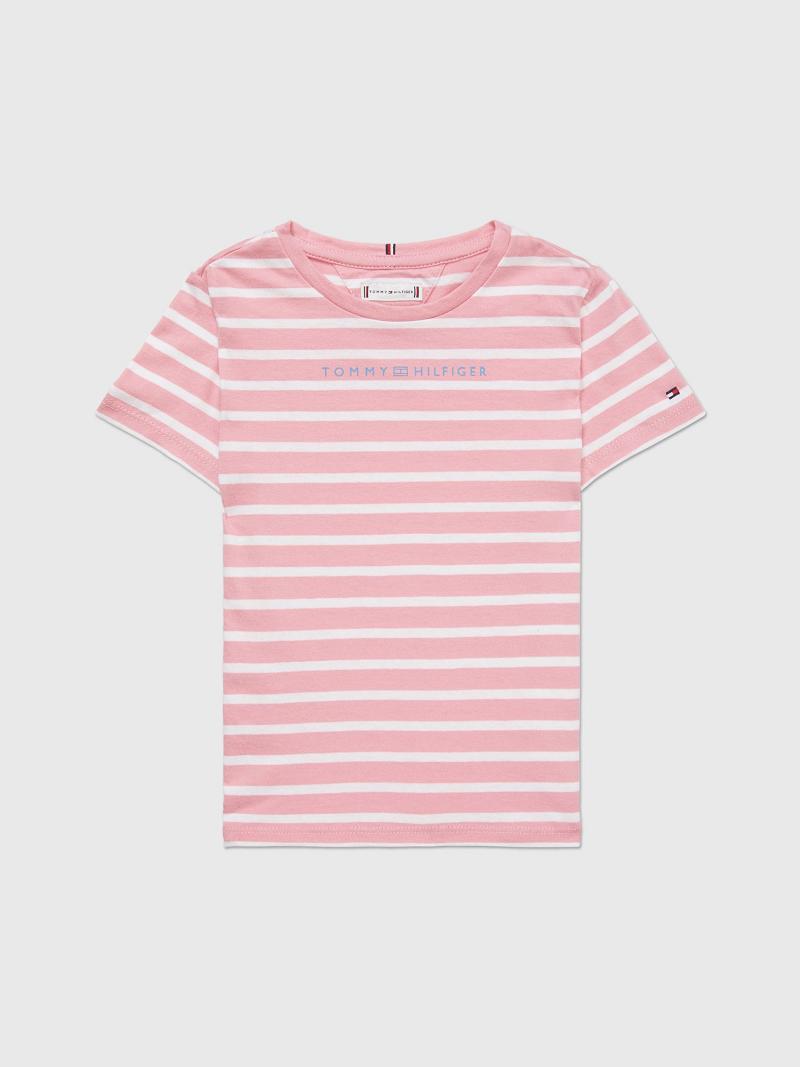 Pink Kids\' Tommy Hilfiger Stripe T Shirts | AU_G1264