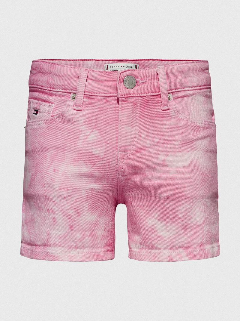 Pink Kids\' Tommy Hilfiger Tie-Dye Denim Shorts | AU_G1163