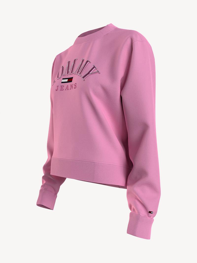 Pink Women's Tommy Hilfiger Collegiate Logo Sweatshirts | AU_W21376