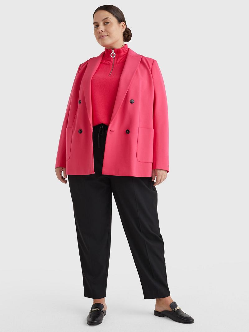 Pink Women's Tommy Hilfiger Curve Double-Breasted Blazers | AU_W21002