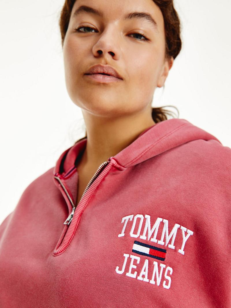 Pink Women's Tommy Hilfiger Curve Organic Cotton Collegiate Hoodies | AU_W21140