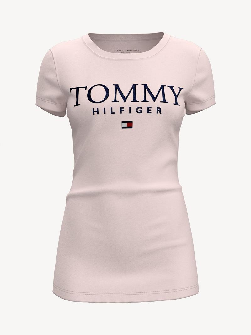 Pink Women\'s Tommy Hilfiger Essential Favorite Tommy Graphic T Shirts | AU_W21445