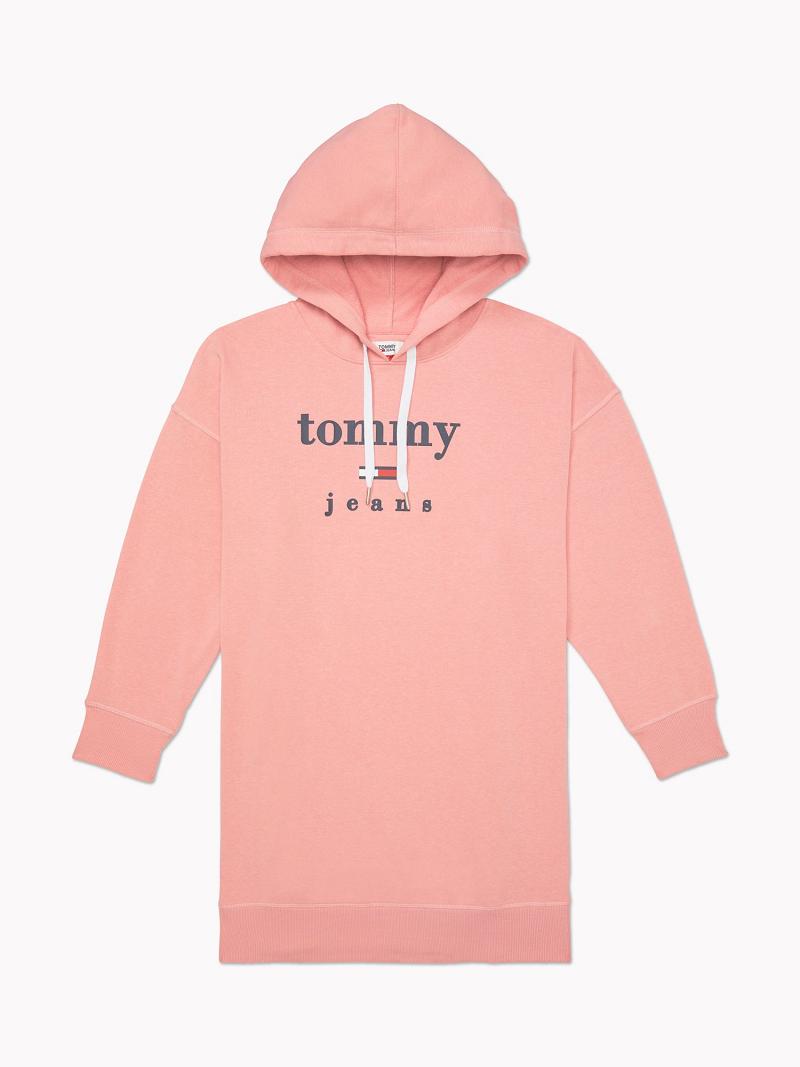 Pink Women\'s Tommy Hilfiger Essential French Terry Hoodie Dresses | AU_W21066