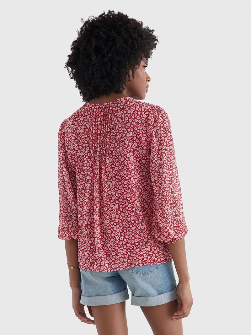 Pink Women's Tommy Hilfiger Floral Pintuck Blouses | AU_W21014