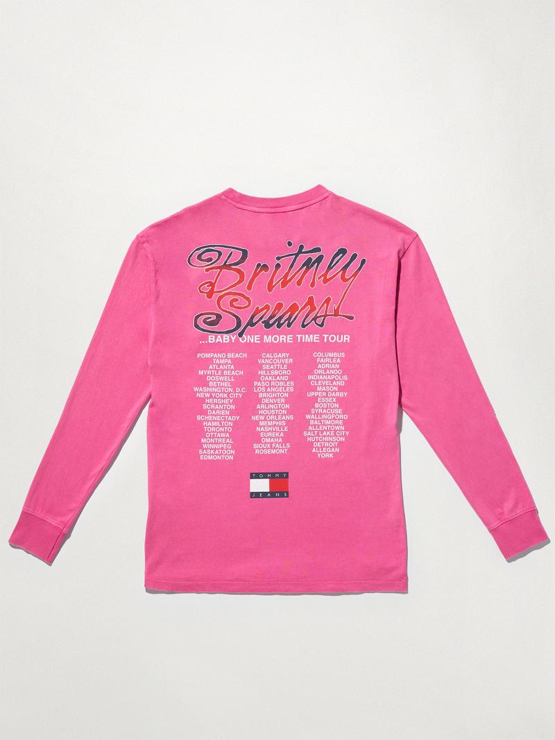 Pink Women's Tommy Hilfiger Organic Cotton Britney Oversized Long-Sleeve T Shirts | AU_W21465