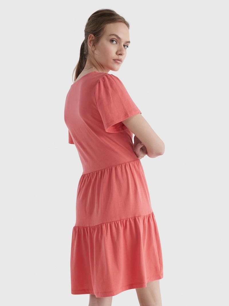 Pink Women's Tommy Hilfiger Short-Sleeve Tiered Dresses | AU_W21117