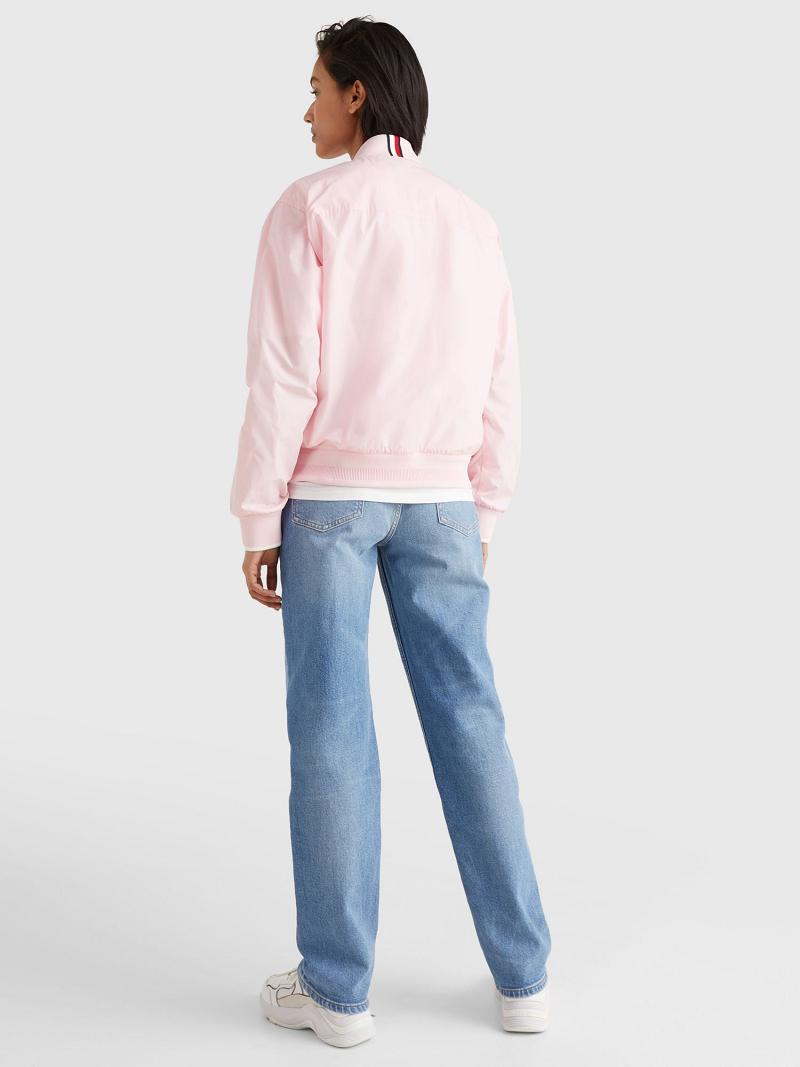 Pink Women's Tommy Hilfiger Solid Bomber Jackets | AU_W21184