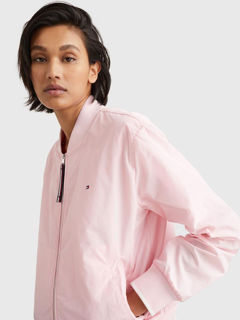 Pink Women's Tommy Hilfiger Solid Bomber Jackets | AU_W21184