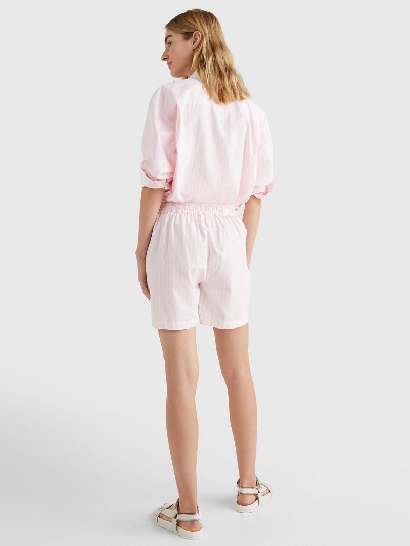 Pink Women's Tommy Hilfiger Stripe Oxford Shorts | AU_W21315