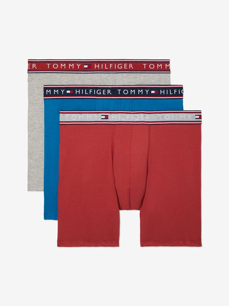 Red / Blue / Grey Men\'s Tommy Hilfiger Cotton stretch boxer brief 3pk Boxer Briefs | AU_M31595