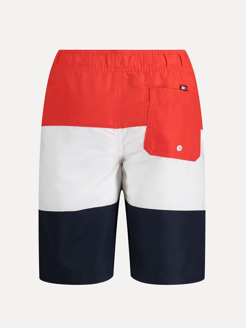 Red Kids' Tommy Hilfiger Big Block Stripe Trunk Swimwear | AU_B2143