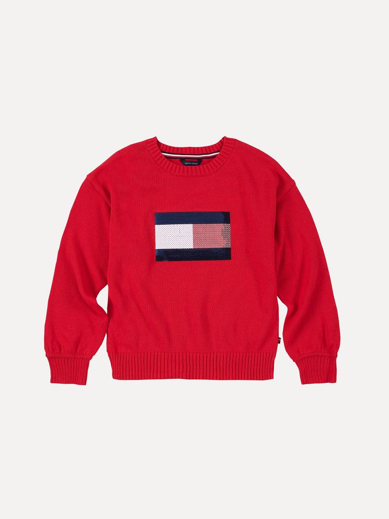 Red Kids\' Tommy Hilfiger Big Flag Sweatshirts | AU_G1191