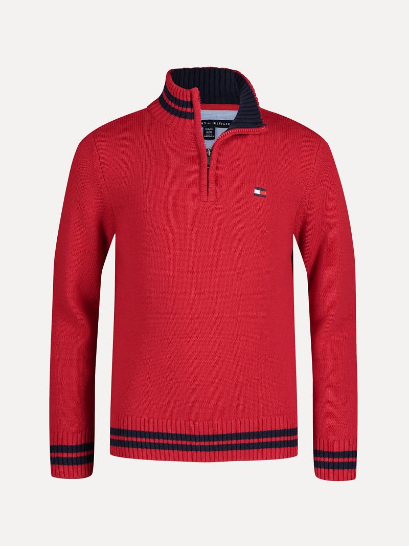 Red Kids\' Tommy Hilfiger Big Quarter-Zip Sweaters | AU_B2111