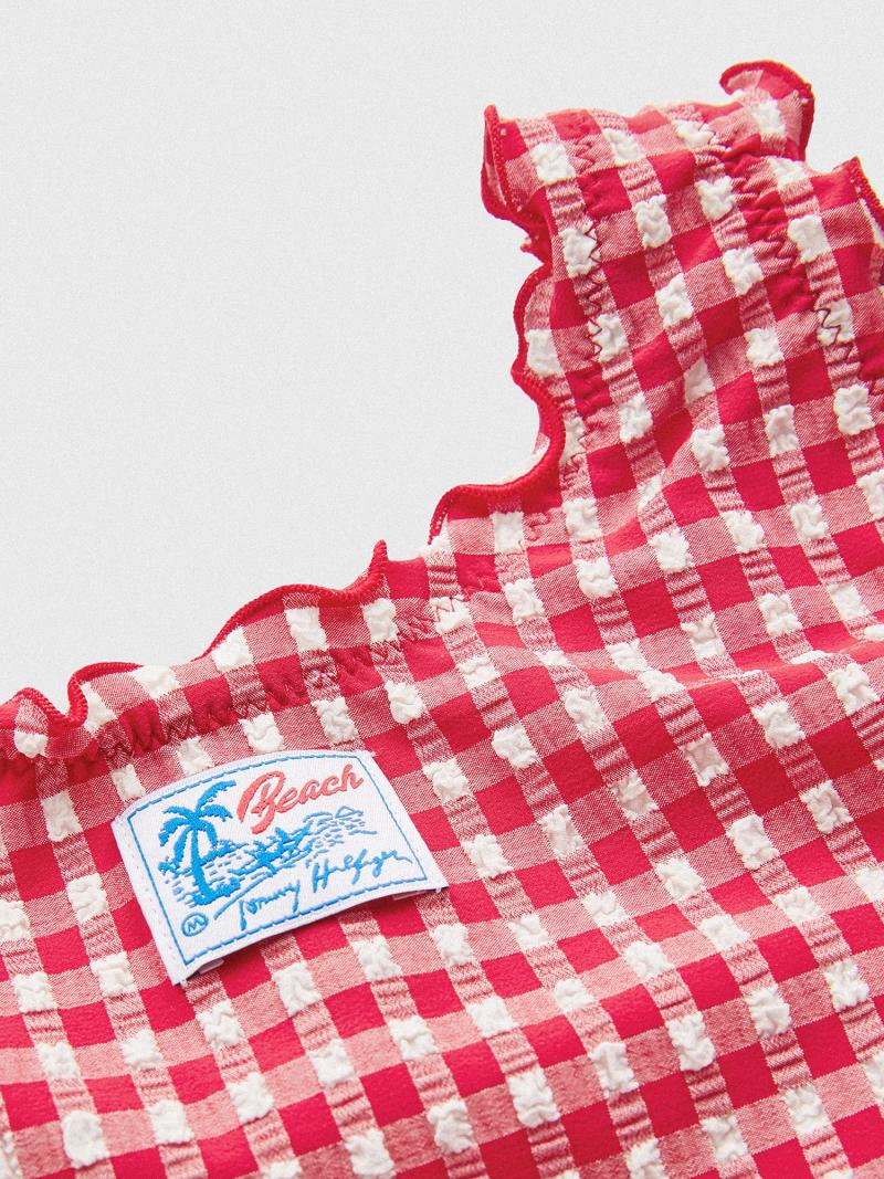 Red Kids' Tommy Hilfiger Gingham Swimsuit Swimwear | AU_G1221