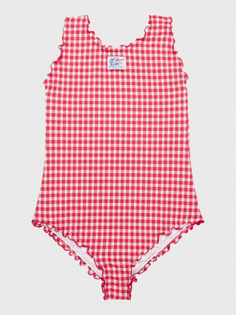 Red Kids\' Tommy Hilfiger Gingham Swimsuit Swimwear | AU_G1221