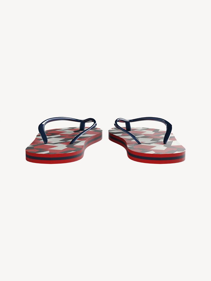 Red Kids' Tommy Hilfiger Jigsaw Print Flip Flops | AU_B2228