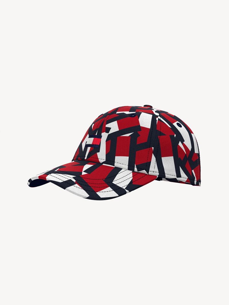 Red Kids' Tommy Hilfiger Jigsaw Print Hats | AU_G1357