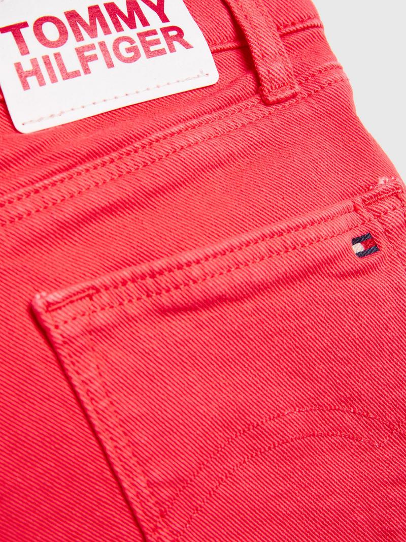 Red Kids' Tommy Hilfiger Solid Denim Shorts | AU_G1162