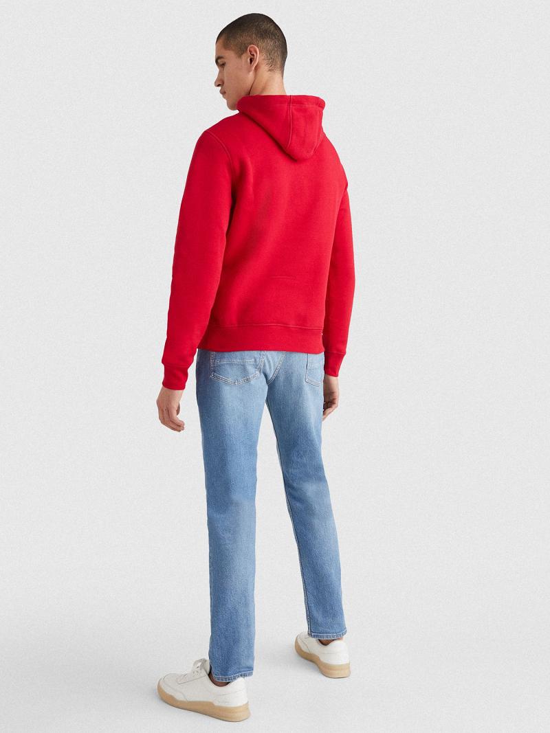 Red Men's Tommy Hilfiger Organic cotton classic logo Hoodies | AU_M31451