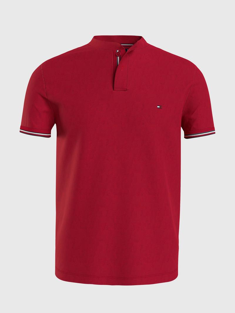 Red Men's Tommy Hilfiger Slim fit contrast placket Polos | AU_M31308