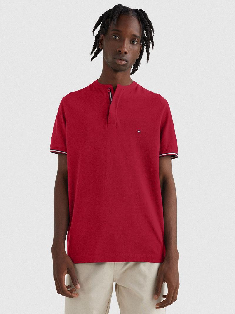 Red Men\'s Tommy Hilfiger Slim fit contrast placket Polos | AU_M31308