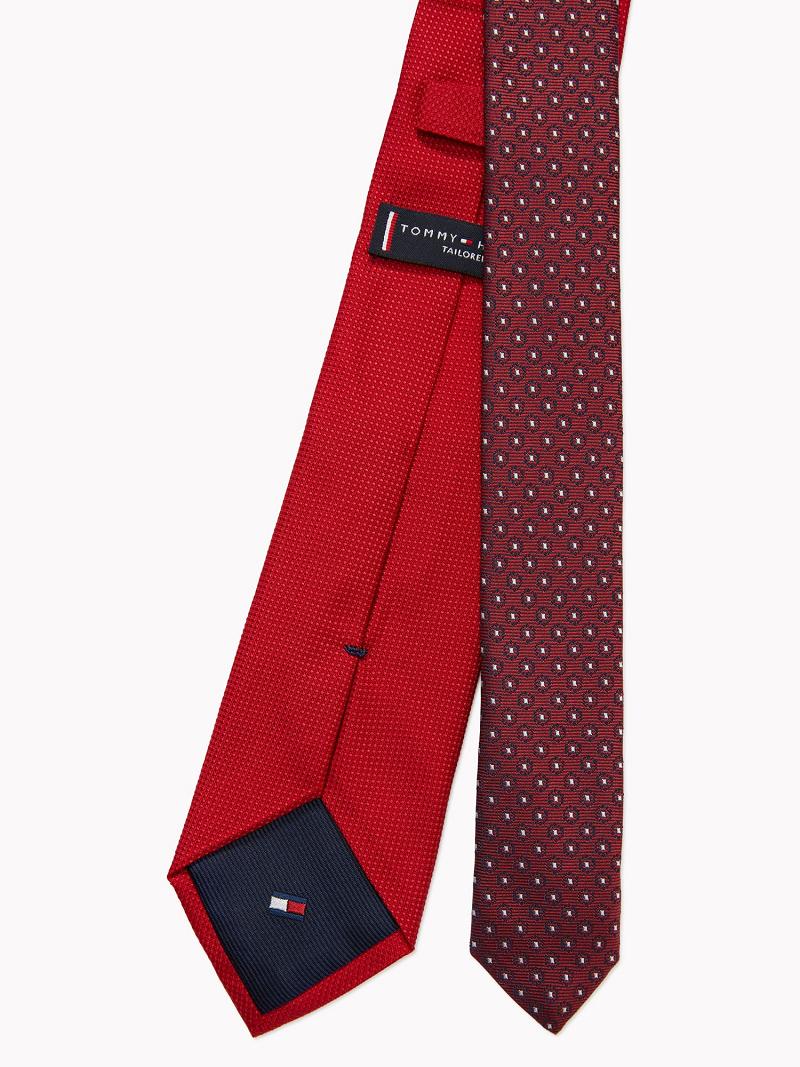 Red Men's Tommy Hilfiger Solid Silk Ties | AU_M31810