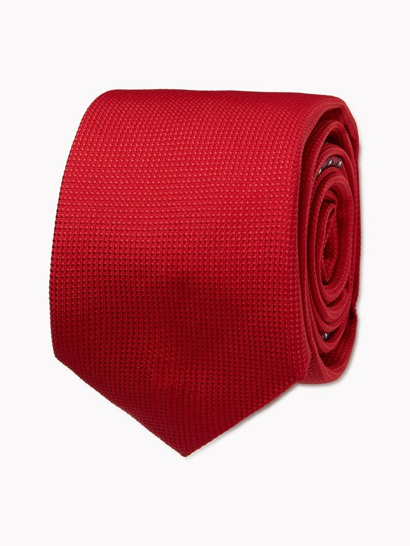 Red Men's Tommy Hilfiger Solid Silk Ties | AU_M31810