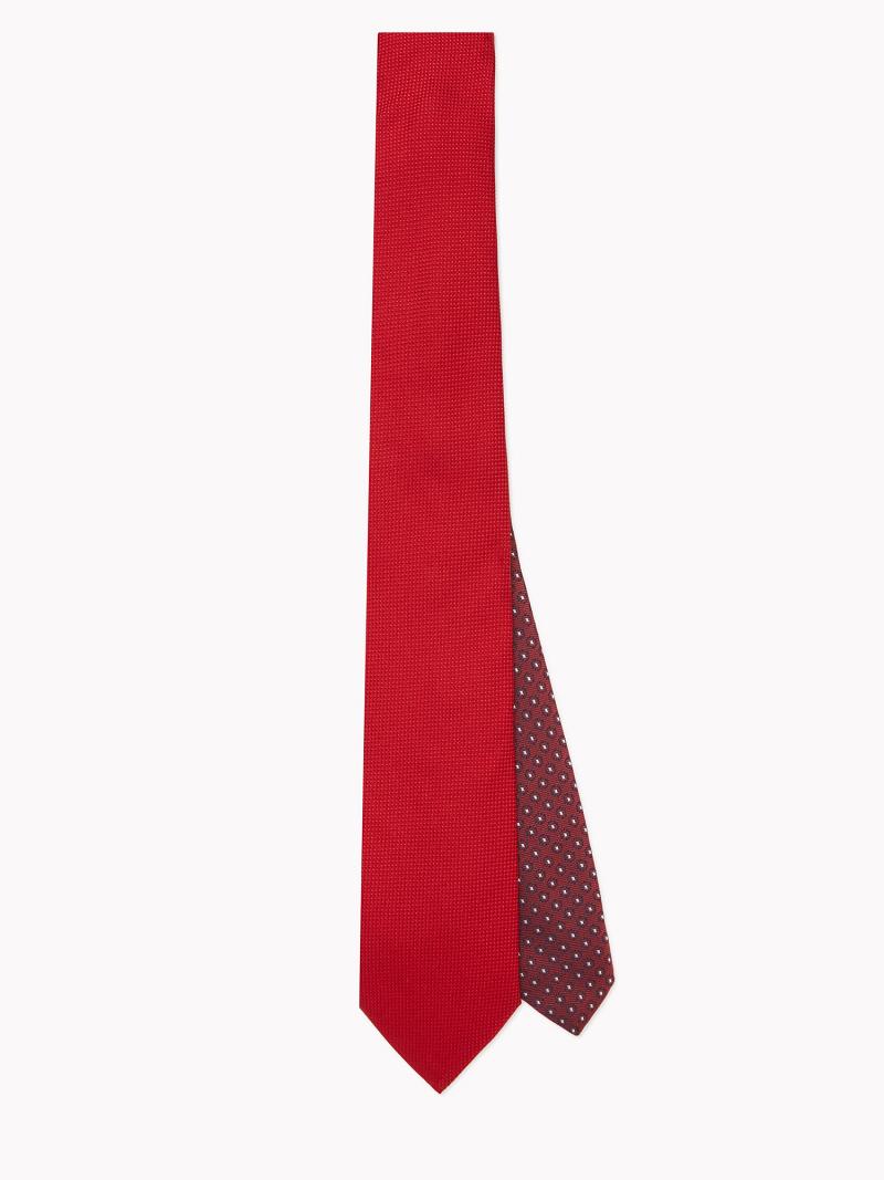 Red Men\'s Tommy Hilfiger Solid Silk Ties | AU_M31810