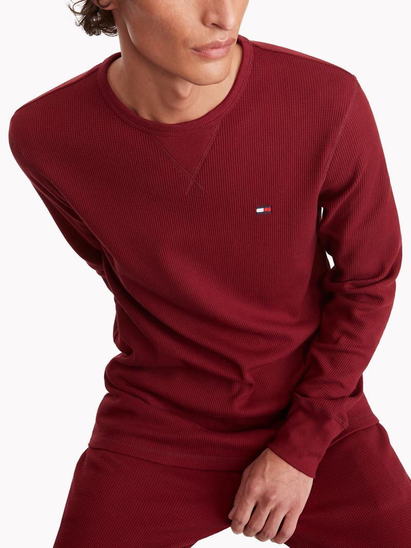 Red Men's Tommy Hilfiger Thermal crewneck T Shirts | AU_M31079