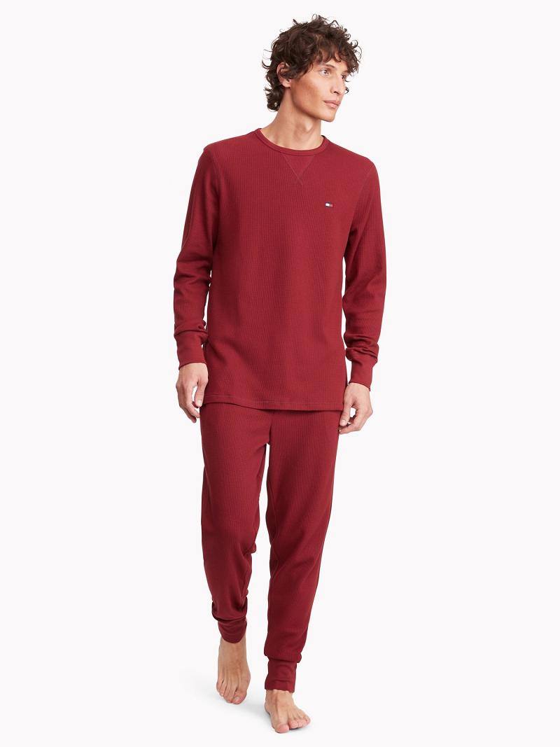 Red Men's Tommy Hilfiger Thermal crewneck T Shirts | AU_M31079