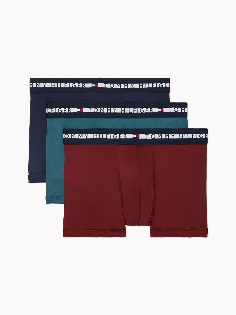 Red / Turquoise / Navy Blue Men\'s Tommy Hilfiger Th comfort + trunk 3pk Trunks | AU_M31532