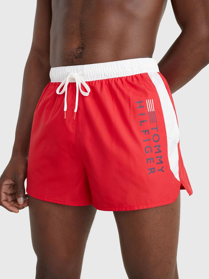 Red / White Men's Tommy Hilfiger Regular fit hilfiger swim trunk Swimwear | AU_M31107