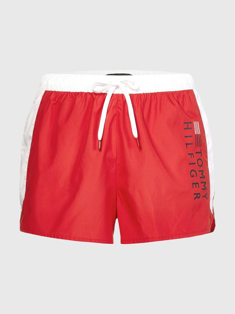 Red / White Men's Tommy Hilfiger Regular fit hilfiger swim trunk Swimwear | AU_M31107