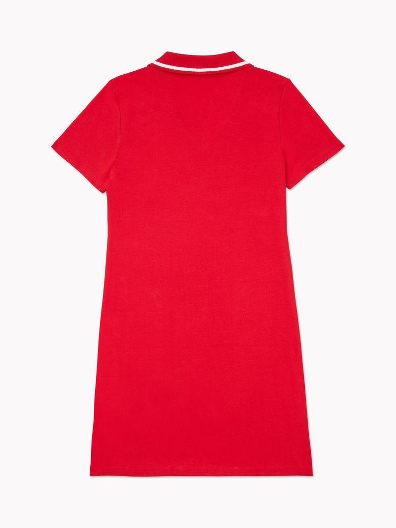 Red Women's Tommy Hilfiger Curve Solid Polo Dresses | AU_W21055