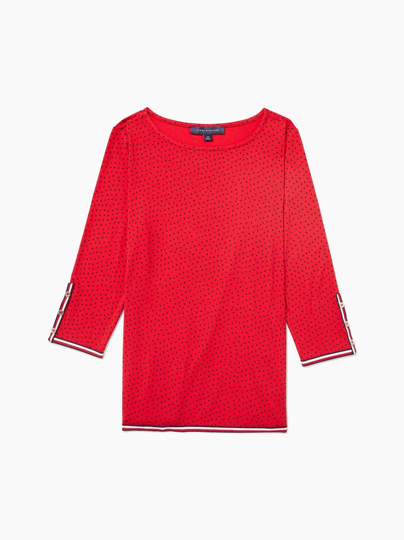 Red Women\'s Tommy Hilfiger Essential Dot Tunic Tops | AU_W21494