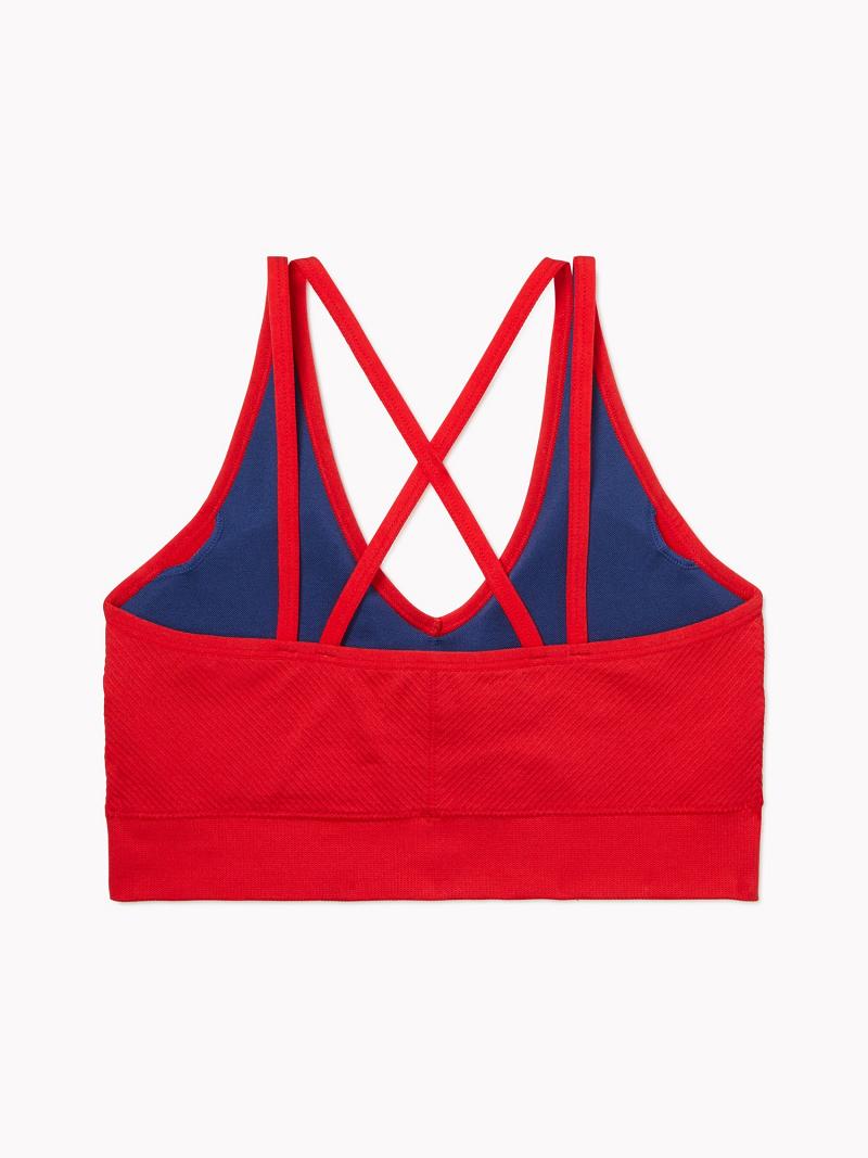 Red Women's Tommy Hilfiger Essential Low-Impact Sports Bras | AU_W21517