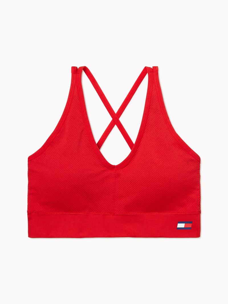 Red Women\'s Tommy Hilfiger Essential Low-Impact Sports Bras | AU_W21517