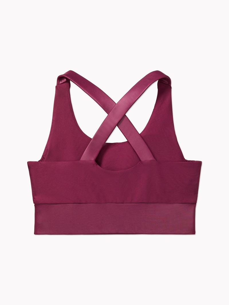 Red Women's Tommy Hilfiger Essential Matte And Shine Sports Bras | AU_W21518