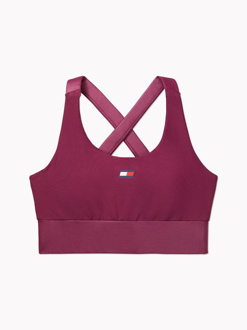 Red Women\'s Tommy Hilfiger Essential Matte And Shine Sports Bras | AU_W21518