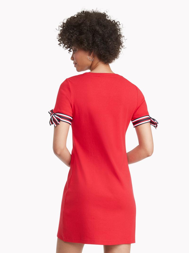 Red Women's Tommy Hilfiger Essential Tie-Sleeve Dresses | AU_W21080