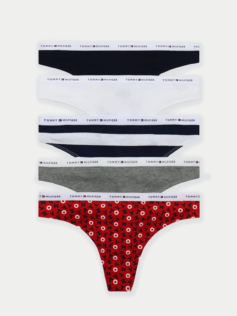 Red Women\'s Tommy Hilfiger Logo Mix 5PK Thongs | AU_W21567