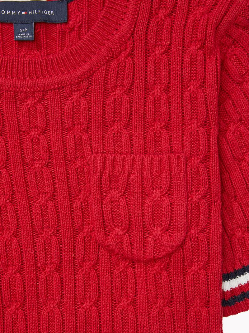 Red Women's Tommy Hilfiger Stripe Cable Knit Sweaters | AU_W21368