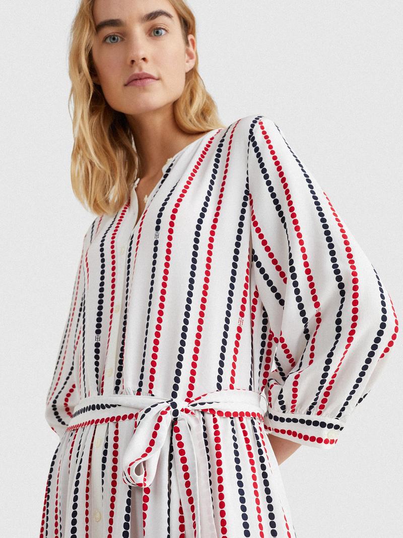 Stripes Women's Tommy Hilfiger Dot Midi Shirtdress Dresses | AU_W21058